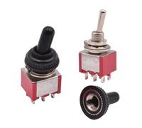 Red Mini Toggle Switch SPDT DPDT 2 3 Position ON-OFF-ON With Cap MTS102 103 202 203 302 303 402 403 5/10Pcs(3 Pins With Cap,5PCS)