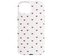 Red Minimalist Heart Pattern Girly Girls Women Carcasa para iPhone 15 Plus