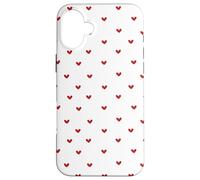 Red Minimalist Heart Pattern Girly Girls Women Carcasa para iPhone 16 Plus
