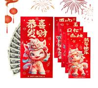 Red Money Envelopes - Horse Theme Favor | 8.7x16.7cm Blessed Gift Pack, Thick Paper with Gold Foil Design, Easy Insert Opening, 6 Pieces, for Spring Festival Birthday Party Family Celebration