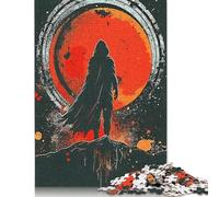 Red Moon and Black Cloak Puzzle Imposible,desafío for Adults Entretenimiento Creativo 1000 Piezas Obra De Arte De Juego De para Adultos Y Niños Mayores De 12 Años 1000pcs (75x50cm)
