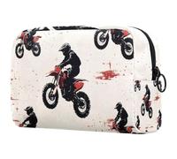 Red Motor Crossing - Neceser grande para mujer, neceser de viaje, bolsa organizadora con cremallera, multicolor, 18.5x7.5x13cm/7.3x3x5.1in, Neceser