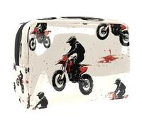 Red Motor Crossing - Neceser para mujer, neceser de viaje, grande, PVC, organizador de maquillaje, con cremallera, multicolor, 18.5x7.5x13cm/7.3x3x5.1in, Neceser