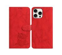 (Red, Multicolor) For iPhone 16 Pro Max Case Owl Imprinted PU Leather Wallet Phone Cover with Wrist Strap