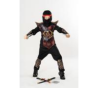 RED NINJA - FANCY DRESS COSTUME (SIZE: 3-4) Unisex Costumes NUEVO