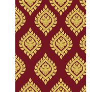 Red notebook with gold Thai pattern: For students and schools Suitable for all ages, 8.5x11, 100 pages.