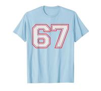 Red Number 67 Sports Player Jersey Fun Game Winner #67 Lucky Camiseta, Hombre, Azul Bebé, 3XL