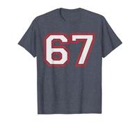 Red Number 67 Sports Player Jersey Fun Game Winner #67 Lucky Camiseta, Hombre, Azul Jaspeado, 4XL