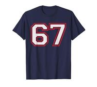 Red Number 67 Sports Player Jersey Fun Game Winner #67 Lucky Camiseta, Hombre, Azul Marino, 4XL