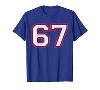 Red Number 67 Sports Player Jersey Fun Game Winner #67 Lucky Camiseta, Hombre, Azul Real, 3XL