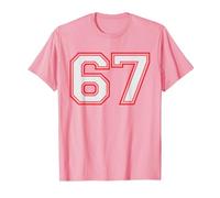 Red Number 67 Sports Player Jersey Fun Game Winner #67 Lucky Camiseta, Hombre, Rosado, 3XL