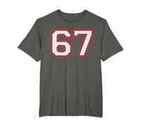 Red Number 67 Sports Player Jersey Fun Game Winner #67 Lucky Camiseta, Hombre Tallas Grandes, Asfalto, 2X Alto