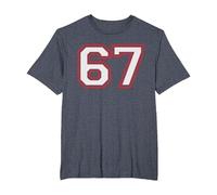 Red Number 67 Sports Player Jersey Fun Game Winner #67 Lucky Camiseta, Hombre Tallas Grandes, Azul Jaspeado, 4X Alto