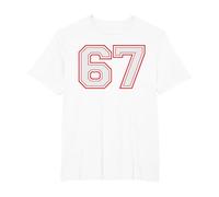 Red Number 67 Sports Player Jersey Fun Game Winner #67 Lucky Camiseta, Hombre Tallas Grandes, Blanco, 4X Alto