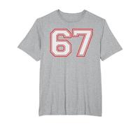 Red Number 67 Sports Player Jersey Fun Game Winner #67 Lucky Camiseta, Hombre Tallas Grandes, Gris Jaspeado, 4X Alto