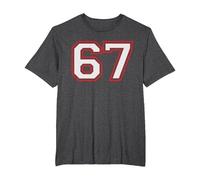 Red Number 67 Sports Player Jersey Fun Game Winner #67 Lucky Camiseta, Hombre Tallas Grandes, Jaspeado Oscuro, 2X Alto