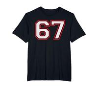 Red Number 67 Sports Player Jersey Fun Game Winner #67 Lucky Camiseta, Hombre Tallas Grandes, Negro, 4X Alto