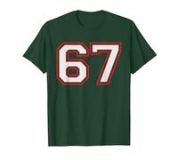 Red Number 67 Sports Player Jersey Fun Game Winner #67 Lucky Camiseta, Hombre, Verde Bosque, 3XL