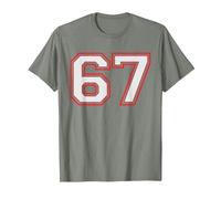 Red Number 67 Sports Player Jersey Fun Game Winner #67 Lucky Camiseta, Hombre, Verde Militar Jaspeado, 3XL