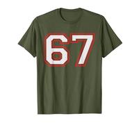 Red Number 67 Sports Player Jersey Fun Game Winner #67 Lucky Camiseta, Hombre, Verde Oliva, 3XL