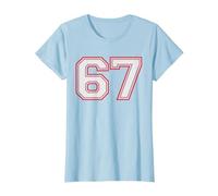 Red Number 67 Sports Player Jersey Fun Game Winner #67 Lucky Camiseta, Mujer, Azul Bebé, 3XL