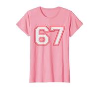 Red Number 67 Sports Player Jersey Fun Game Winner #67 Lucky Camiseta, Mujer, Rosado, 3XL