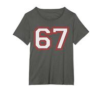 Red Number 67 Sports Player Jersey Fun Game Winner #67 Lucky Camiseta, Mujer Tallas Grandes, Asfalto, 1XL Grande
