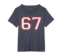 Red Number 67 Sports Player Jersey Fun Game Winner #67 Lucky Camiseta, Mujer Tallas Grandes, Azul Jaspeado, 4XL Grande