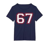 Red Number 67 Sports Player Jersey Fun Game Winner #67 Lucky Camiseta, Mujer Tallas Grandes, Azul Marino, 3XL Grande