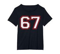 Red Number 67 Sports Player Jersey Fun Game Winner #67 Lucky Camiseta, Mujer Tallas Grandes, Negro, 4XL Grande