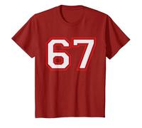 Red Number 67 Sports Player Jersey Fun Game Winner #67 Lucky Camiseta, Niños, Arándano, 8 años