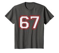 Red Number 67 Sports Player Jersey Fun Game Winner #67 Lucky Camiseta, Niños, Asfalto, 4 años