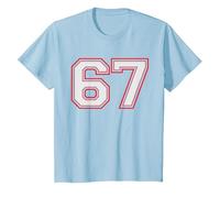 Red Number 67 Sports Player Jersey Fun Game Winner #67 Lucky Camiseta, Niños, Azul Bebé, 3 años