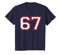 Red Number 67 Sports Player Jersey Fun Game Winner #67 Lucky Camiseta, Niños, Azul Marino, 4 años