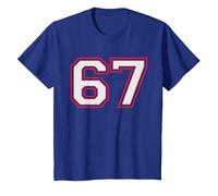 Red Number 67 Sports Player Jersey Fun Game Winner #67 Lucky Camiseta, Niños, Azul Real, 12 años