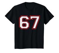 Red Number 67 Sports Player Jersey Fun Game Winner #67 Lucky Camiseta, Niños, Negro, 10 años