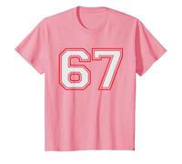 Red Number 67 Sports Player Jersey Fun Game Winner #67 Lucky Camiseta, Niños, Rosado, 3 años