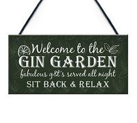 RED OCEAN Gin Signs Garden Shed Bar Pub Placa Gin & Tonic Divertido Cartel de Alcohol Fiesta Regalo de Amistad