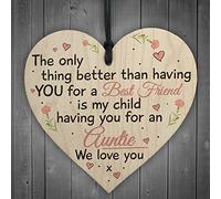 RED OCEAN Placa con texto en inglés «Best Friend Auntie» en forma de corazón para regalo de cumpleaños, recuerdo de amor y agradecimiento