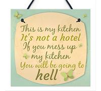 RED OCEAN Placa de cocina con texto en inglés «This Is My Kitchen», diseño vintage y retro