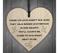 RED OCEAN Placa de madera para colgar en forma de corazón con texto en inglés "You'll Always Be Next To Me"