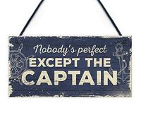 RED OCEAN Placa náutica con texto en inglés "Captain Bar Pub Bathroom Man Cave Kitchen Plaque Fishing Boat Gift for Men