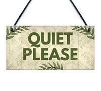 RED OCEAN Quiet Please Do Not Disturb Sign Shabby Chic - Placa colgante para puerta de salón o dormitorio