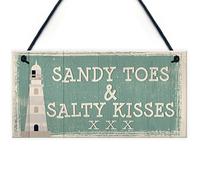RED OCEAN Sandy Toes Shabby Chic Seaside Sand Fighthouse - Placa temática náutica para decoración del hogar
