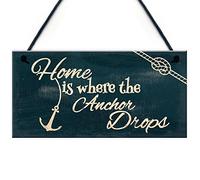 RED OCEAN Seaside Home Is Where The Anchor Drops - Placa colgante para baño, decoración de cocina, accesorio de regalo