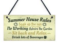 RED OCEAN Summer House Rules - Placa colgante para jardín, cobertizo, regalo de amistad