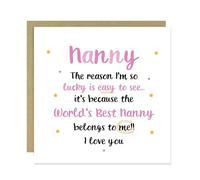 RED OCEAN Tarjeta de cumpleaños para niñera, tarjeta de cumpleaños de nieta y nieto, con sobre, con texto en inglés "Thank You For Nan Love You"