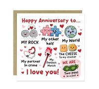 RED OCEAN Tarjeta de felicitación de aniversario con texto en inglés "Happy Anniversary To My Rock My Other Half My World", tarjeta de aniversario, tarjeta de felicitación de amor, tarjeta romántica