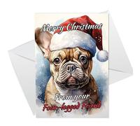 RED OCEAN Tarjeta de Navidad de bulldog francés, tarjeta de felicitación divertida para perros, tarjeta de perro francés, bulldog francés, tarjetas de perro, tarjeta de felicitación de bulldog