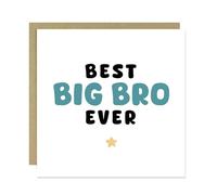 RED OCEAN Tarjeta para hermano mayor Best Big Bro Ever Tarjeta con sobre de papel kraft para hermano de cumpleaños de hermana bebé